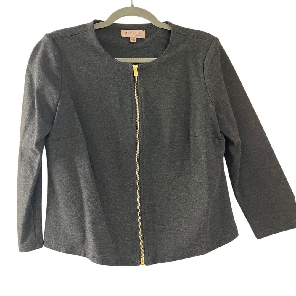 Philosophy Republic Clothing Women's Charcoal Gray Zipper Front‎ Jacket Size M